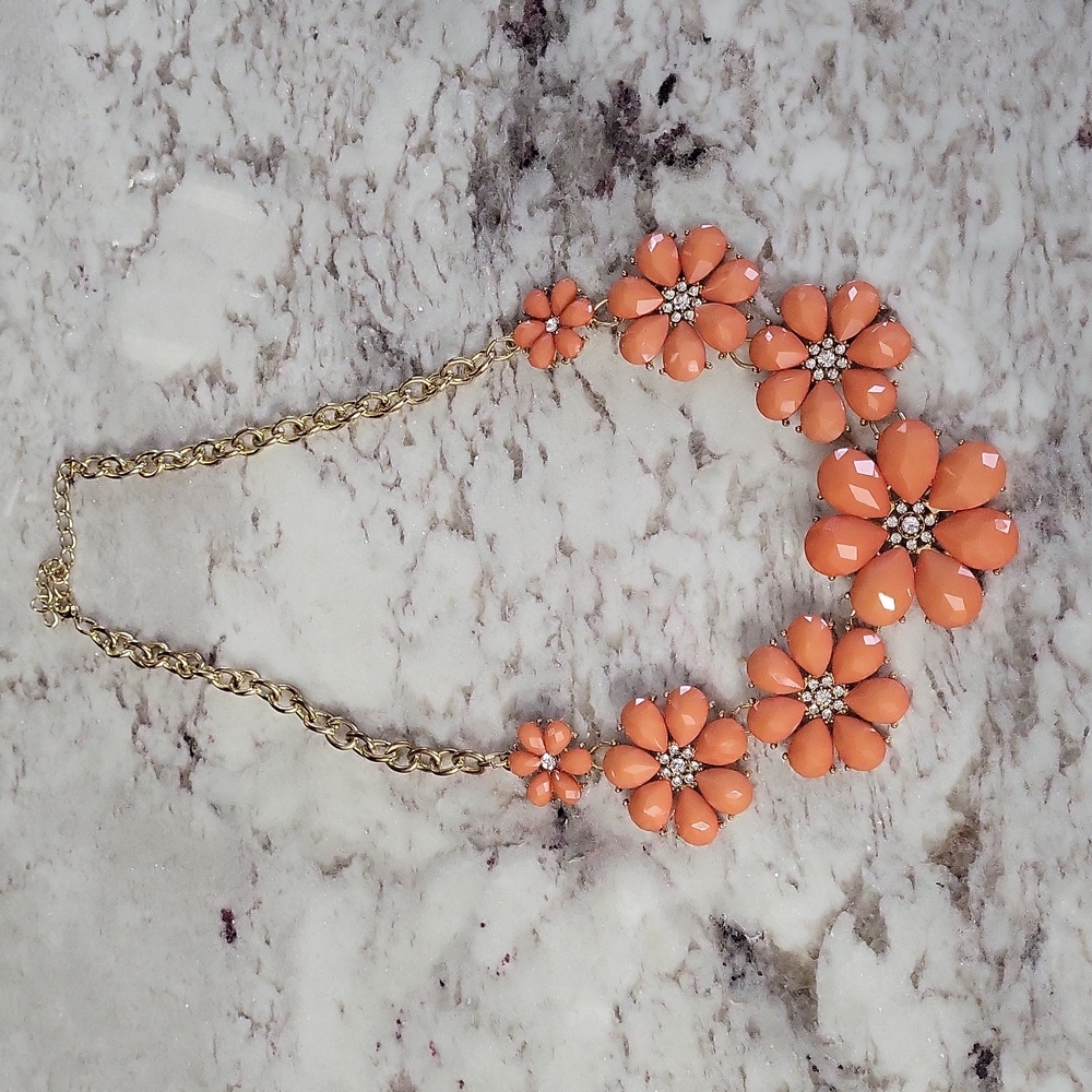 Orange flower gold necklace